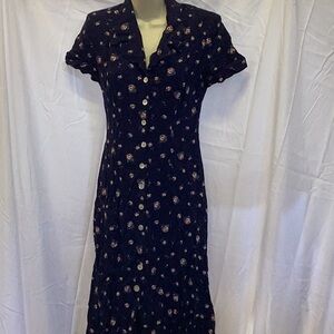Scarlett Navy Button Down Floral Dress.